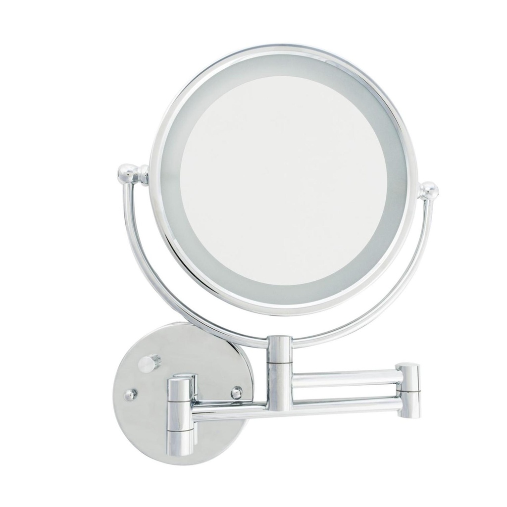 Discontinué - Miroir mural grossisant 1x/5x avec lumiere del chrome