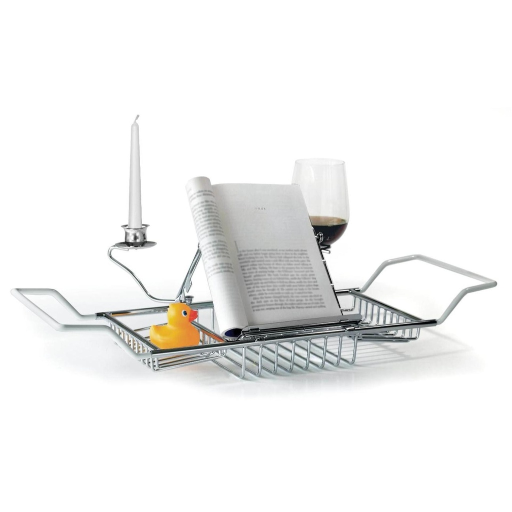 Pont de bain ajustable chrome et blanc